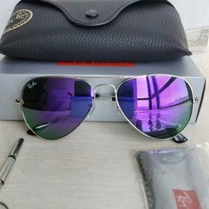 Ray-Ban 3025 Blue Aviator Sunglasses 58mm